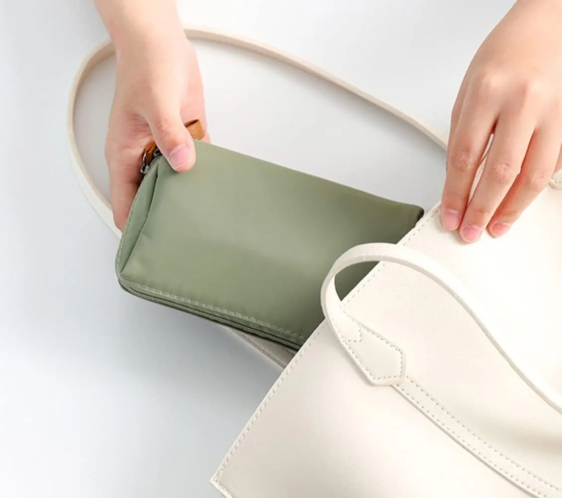 Small Makeup Bag for Purse, Makeup Pouch Small Cosmetic Bag Mini Portable Handbag for Women and Girls (Emerald Green)