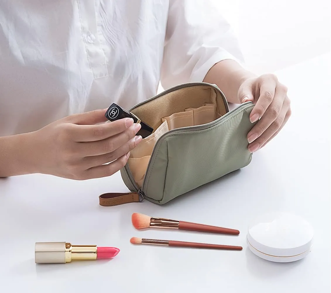 Small Makeup Bag for Purse, Makeup Pouch Small Cosmetic Bag Mini Portable Handbag for Women and Girls (Emerald Green)