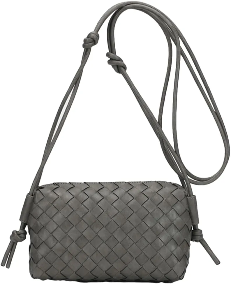 Small Woven Bag Satchel for Women 2025 Trendy Woven Shoulder Purse Crossbody Clutch Vegan Leather Tote Handbag Small Hobo Bag