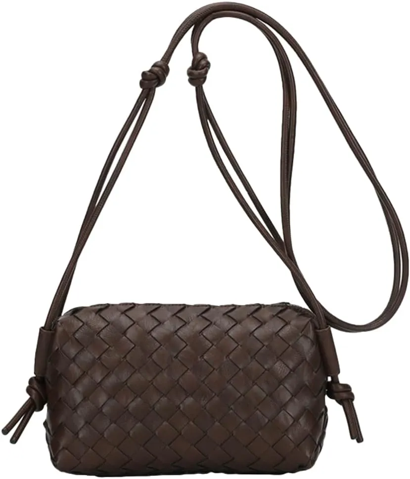 Small Woven Bag Satchel for Women 2025 Trendy Woven Shoulder Purse Crossbody Clutch Vegan Leather Tote Handbag Small Hobo Bag