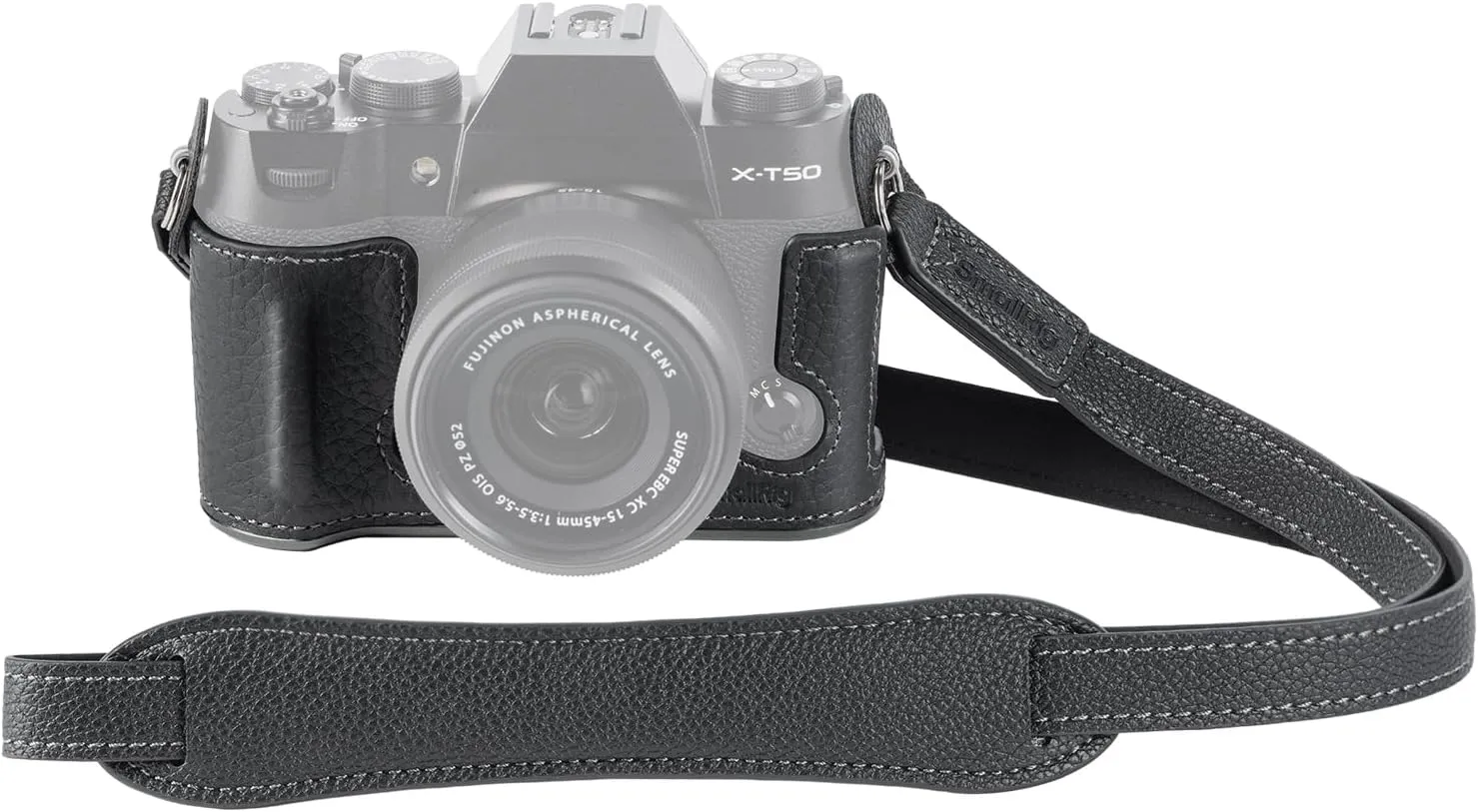 SMALLRIG X-T50 Half Leather Case Kit with Shoulder Strap, Retro Style Leather Camera Half Case with Aluminum Alloy Frame for FUJIFILM X-T50 (Black) - 4709