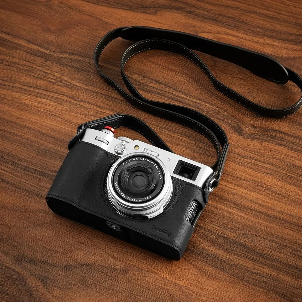SmallRig X100VI Half Leather Case Kit with Shoulder Strap, Retro Style Leather Camera Half Case with Aluminum Alloy Frame for FUJIFILM X100VI (Black) - 4700