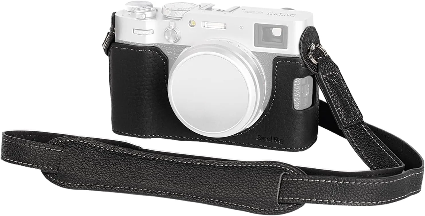 SmallRig X100VI Half Leather Case Kit with Shoulder Strap, Retro Style Leather Camera Half Case with Aluminum Alloy Frame for FUJIFILM X100VI (Black) - 4700