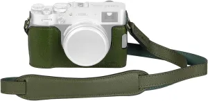 SMALLRIG X100VI Half Leather Case Kit with Shoulder Strap, Retro Style Leather Camera Half Case with Aluminum Alloy Frame for FUJIFILM X100VI (Green) - 4701