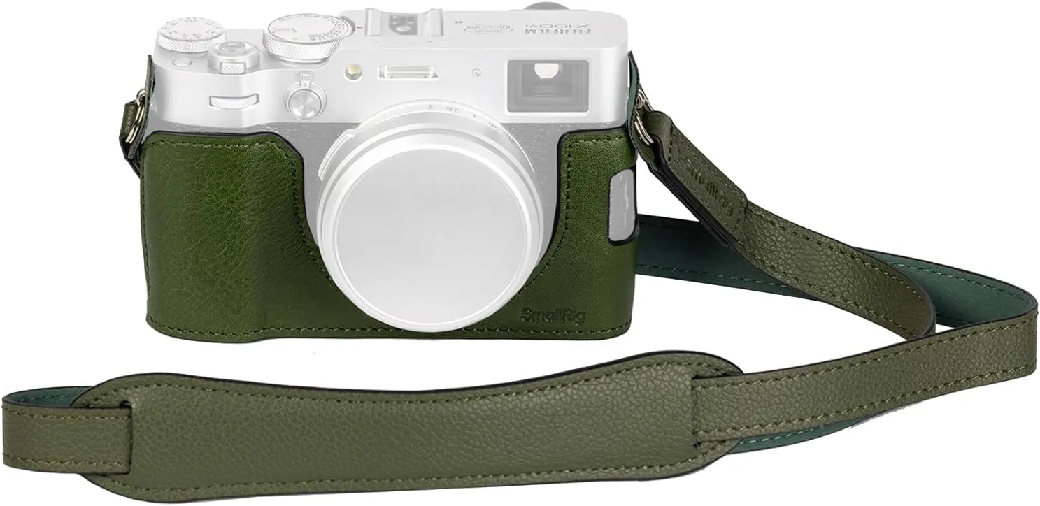 SMALLRIG X100VI Half Leather Case Kit with Shoulder Strap, Retro Style Leather Camera Half Case with Aluminum Alloy Frame for FUJIFILM X100VI (Green) - 4701