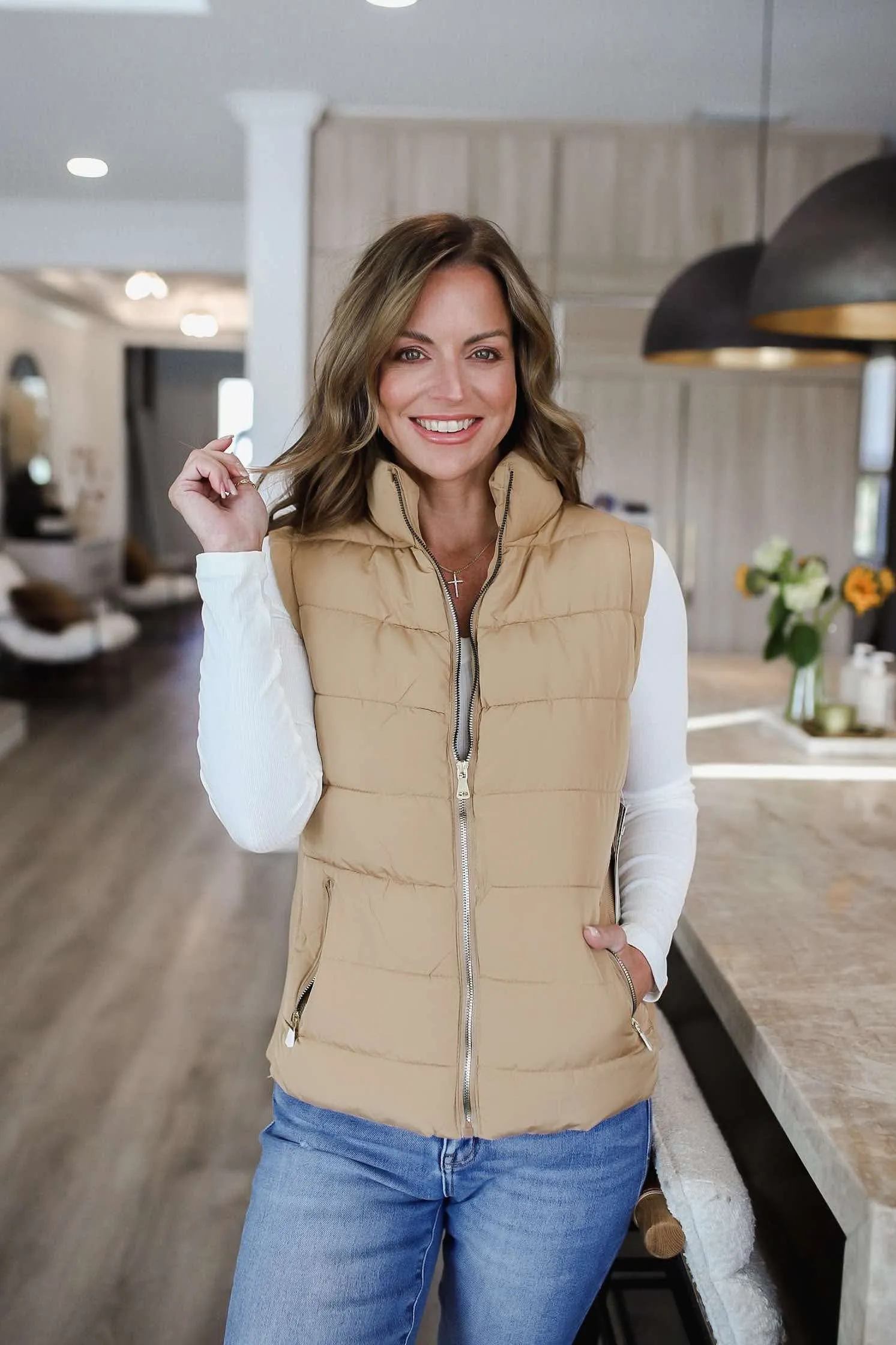 Snobbish Zip Up Turtleneck Vest with Pockets