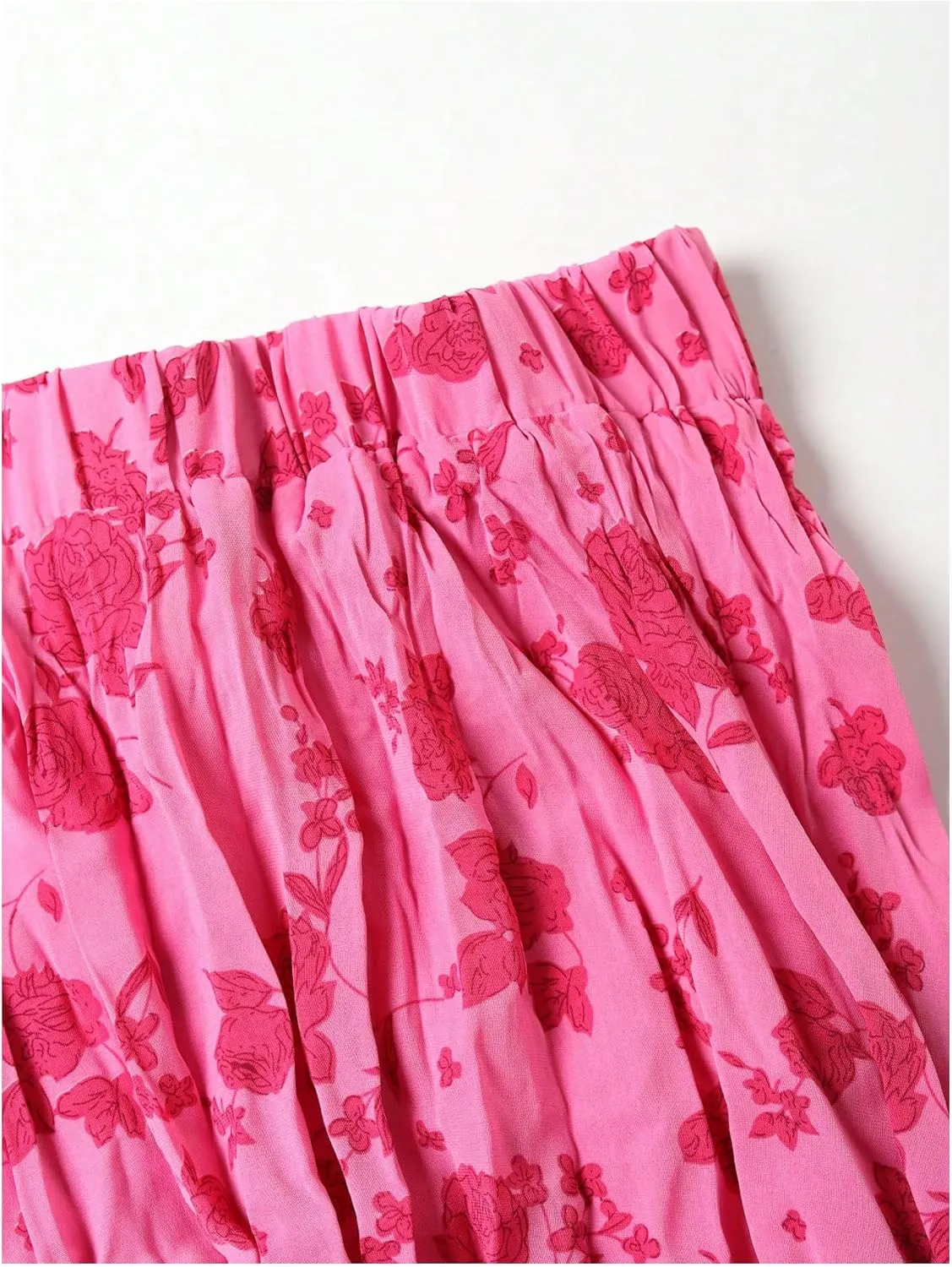 SOLY HUX Women's Floral Print Ruffle Maxi Skirt High Elastic Waist Flowy Boho Skirts
