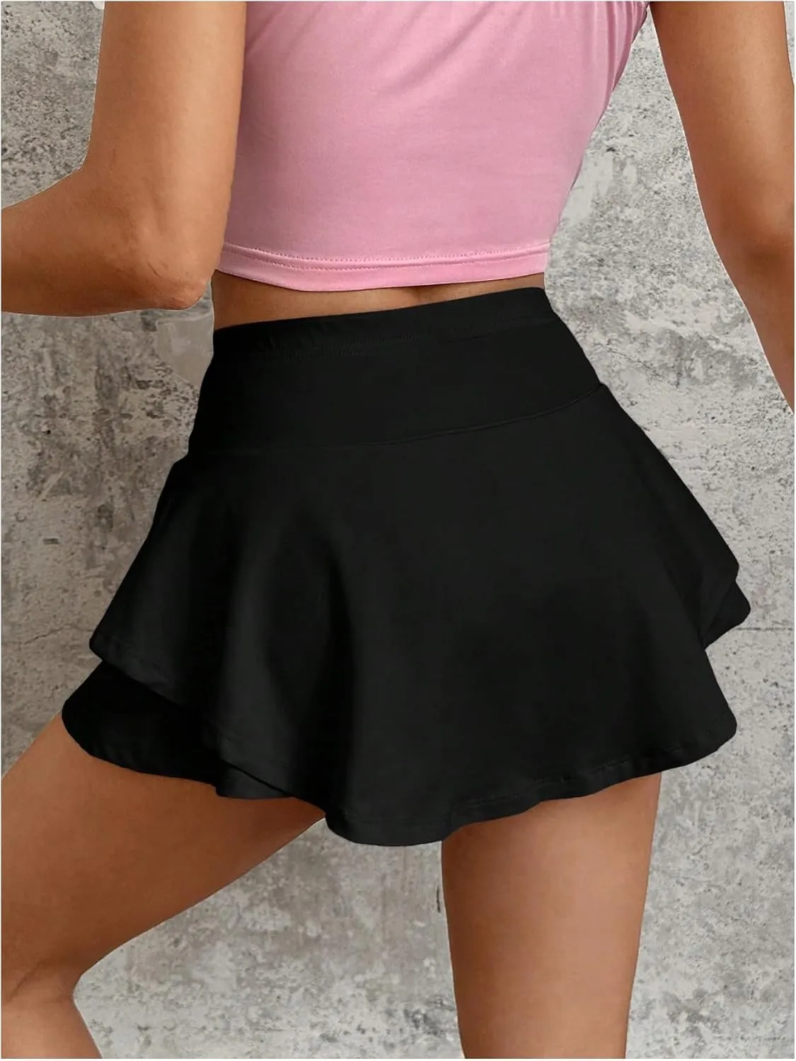 SOLY HUX Women's High Waisted Ruffle Skater Skirt Shorts Flowy Summer Tennis Mini Skorts