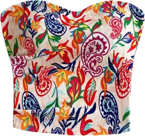SOLY HUX Women's Plus Size Tube Top Paisley Print Strapless Sleeveless Summer Bandeau Crop Tops