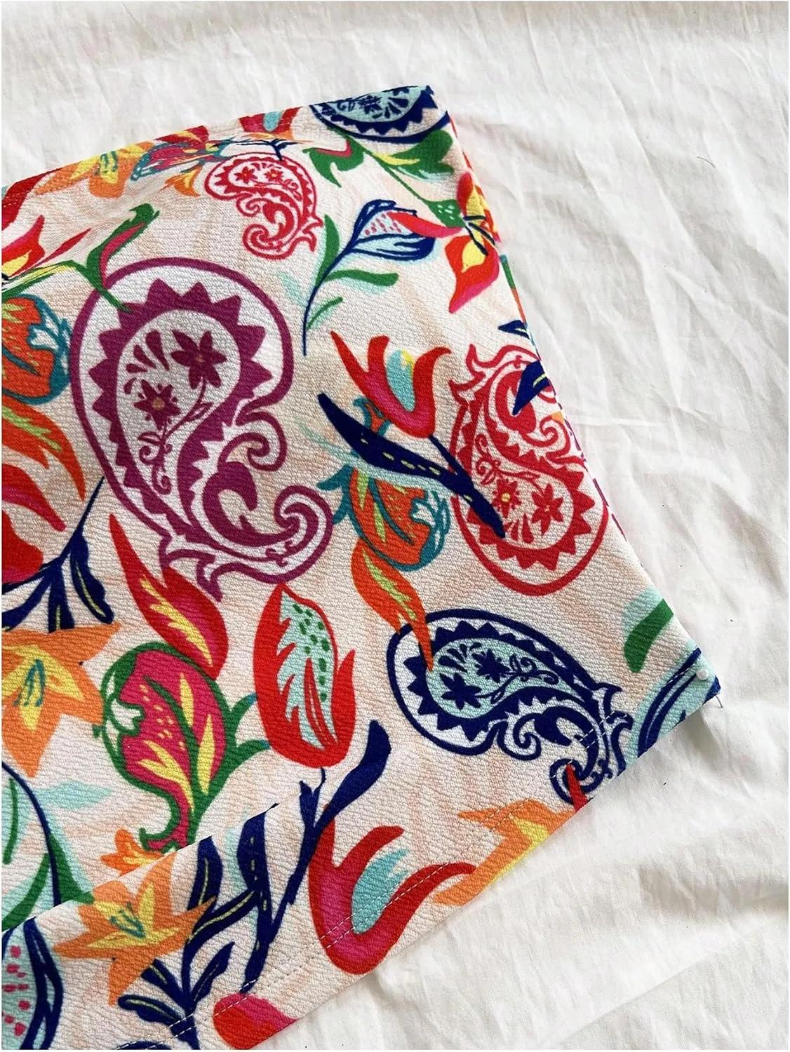 SOLY HUX Women's Plus Size Tube Top Paisley Print Strapless Sleeveless Summer Bandeau Crop Tops