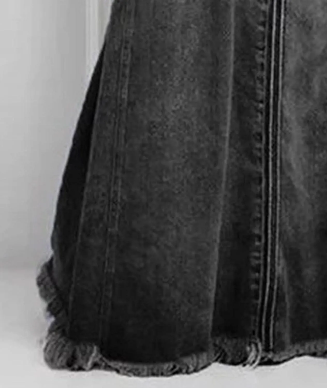 SOMTHRON Women's Retro Elastic High Waist Frayed Hem A-Line Distressed Maxi Long Denim Skirt Plus Size