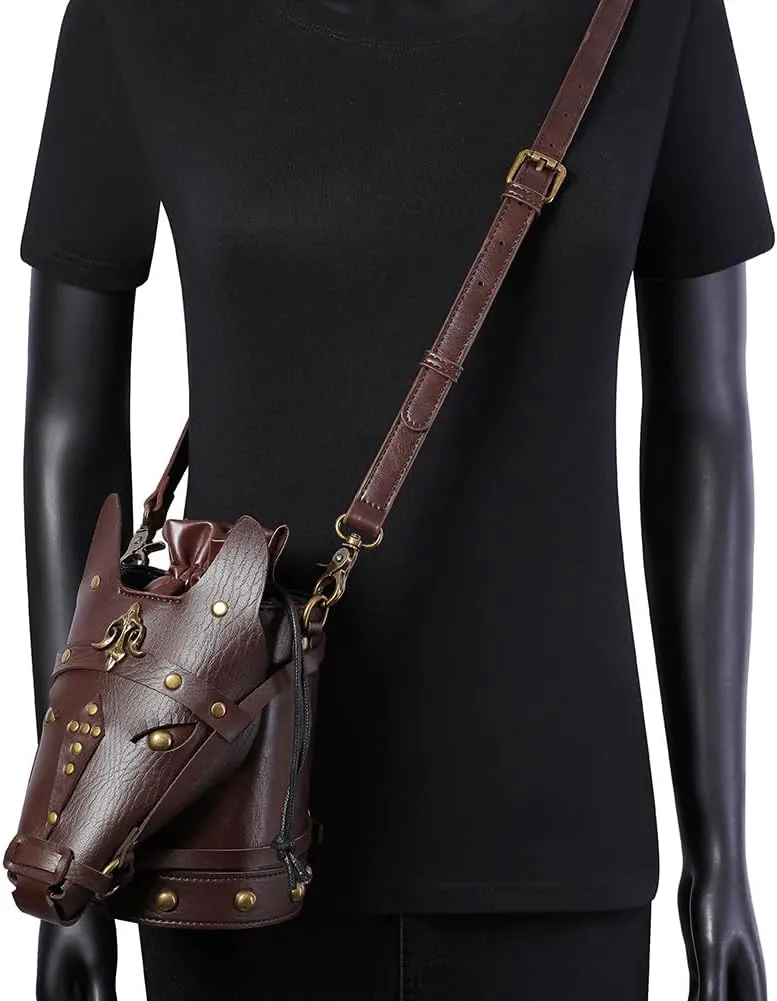 Steampunk Retro Style Women's Shoulder Crossbody Bag PU Leather Personalised Owl Bucket Bag purses Mini Outdoor Phone Bag