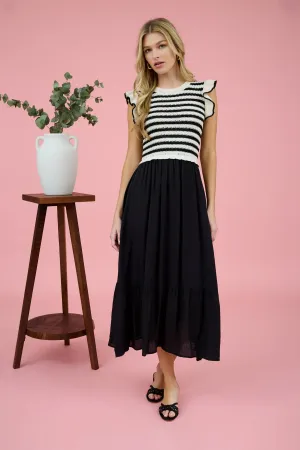 Stripe Sweater Top Twofer Dress