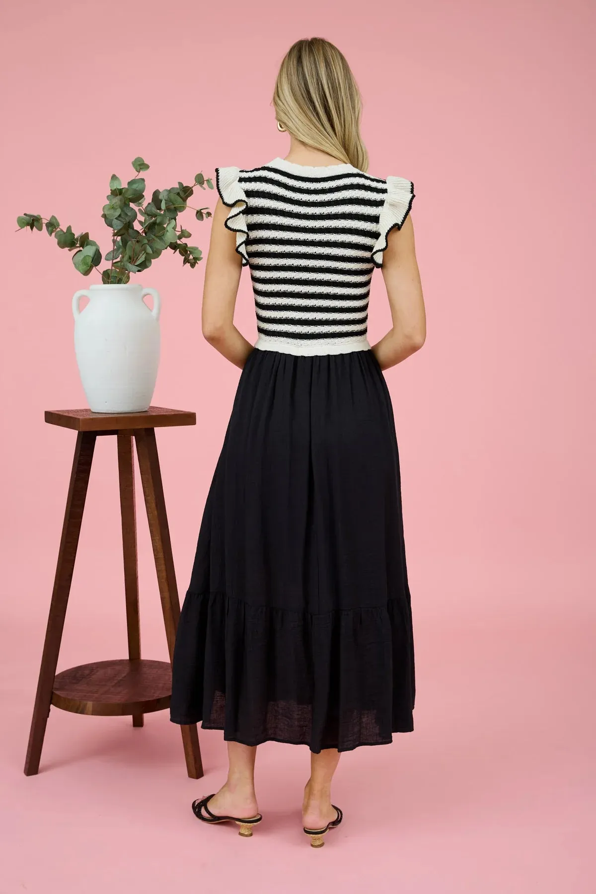 Stripe Sweater Top Twofer Dress