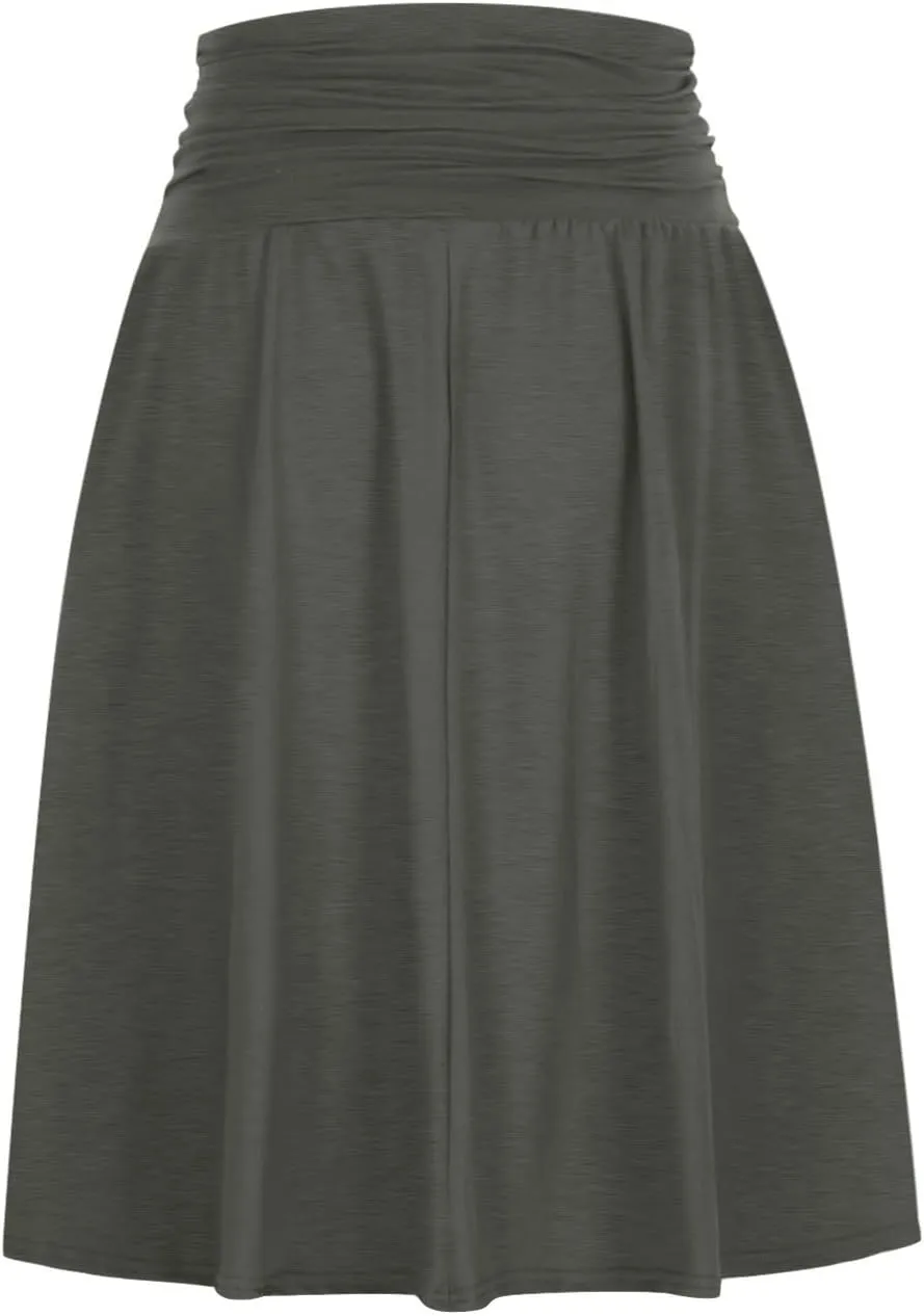 Summer Skirts for Women Regular and Plus Size Skirt with Pockets The Knee Length Ruched Flowy Midi Skirt