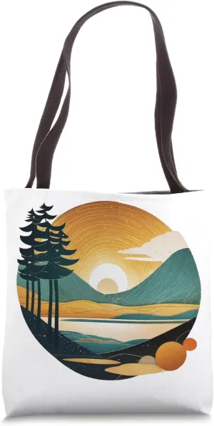 Surreal Vintage Summertime Retro 1970s Nature Camping Tote Bag