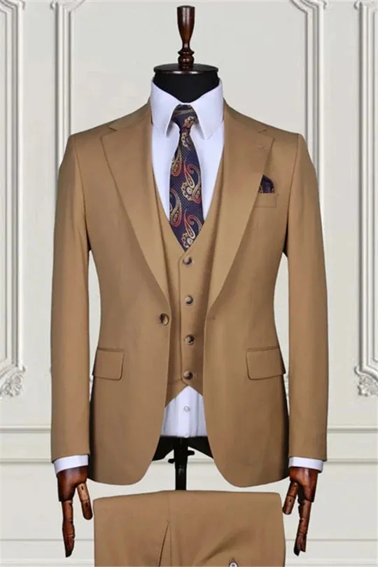 Suzhoufashion Brick Red Double Breasted Striped Men Suits For Business