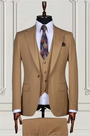 Suzhoufashion Brick Red Double Breasted Striped Men Suits For Business