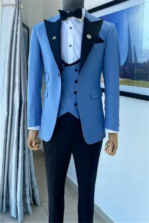 Suzhoufashion Ikesha Newest Black Velvet Slim Fit One Button Wedding Men Suits