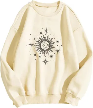 SweatyRocks Women's Casual Long Sleeve Sweatshirt Round Neck Pullover Tops