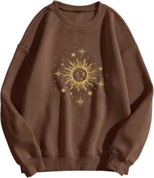 SweatyRocks Women's Casual Long Sleeve Sweatshirt Round Neck Pullover Tops