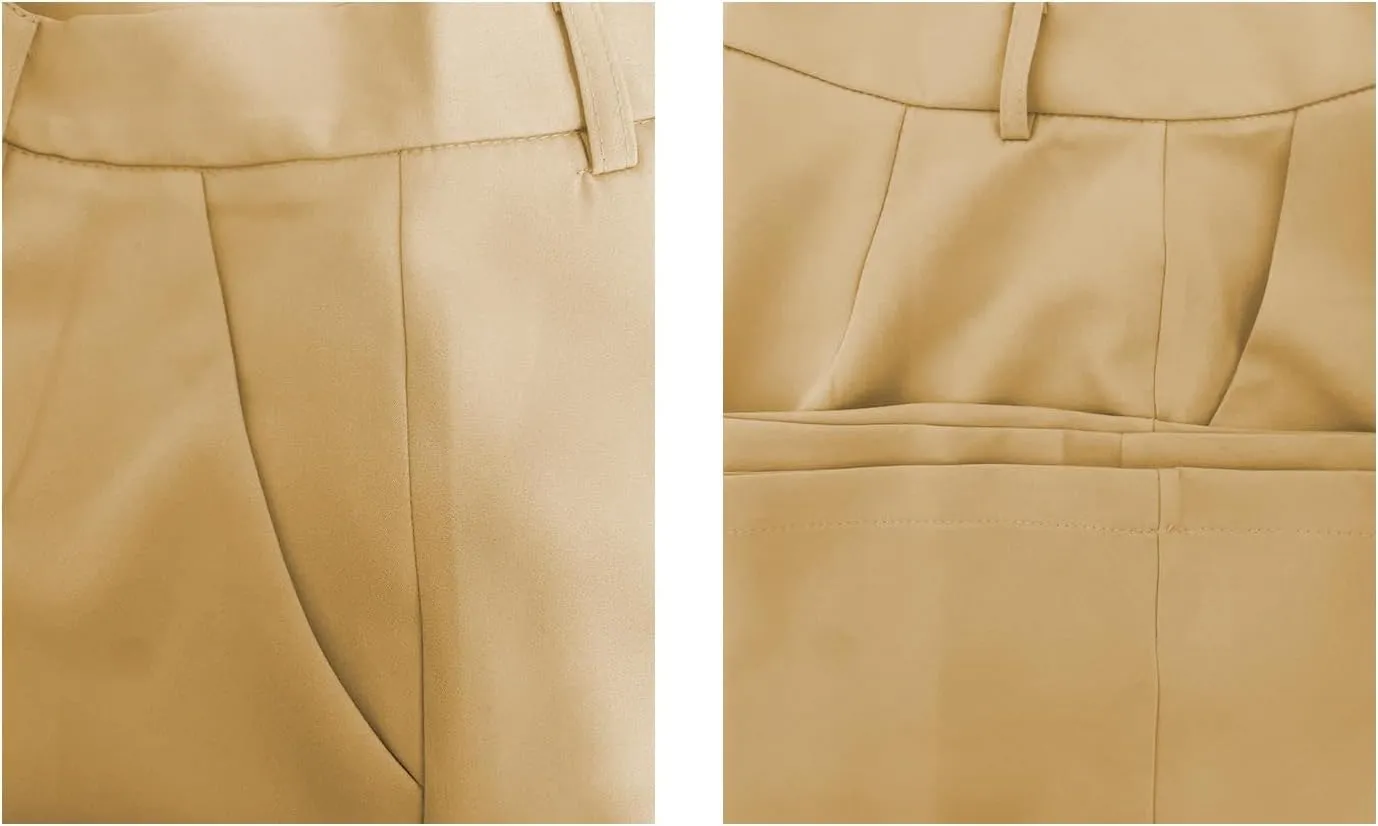Tbahhir Women's Wide Leg Pants Business Casual High Waisted Trousers Dressy Work Pant with Pockets Office Wear