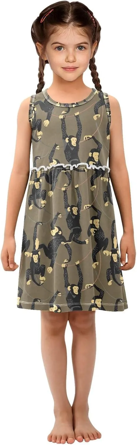Toddler Girls Dress Sleeveless Cotton Casual Clothes for Home Party Beach Sundress 2-8Y