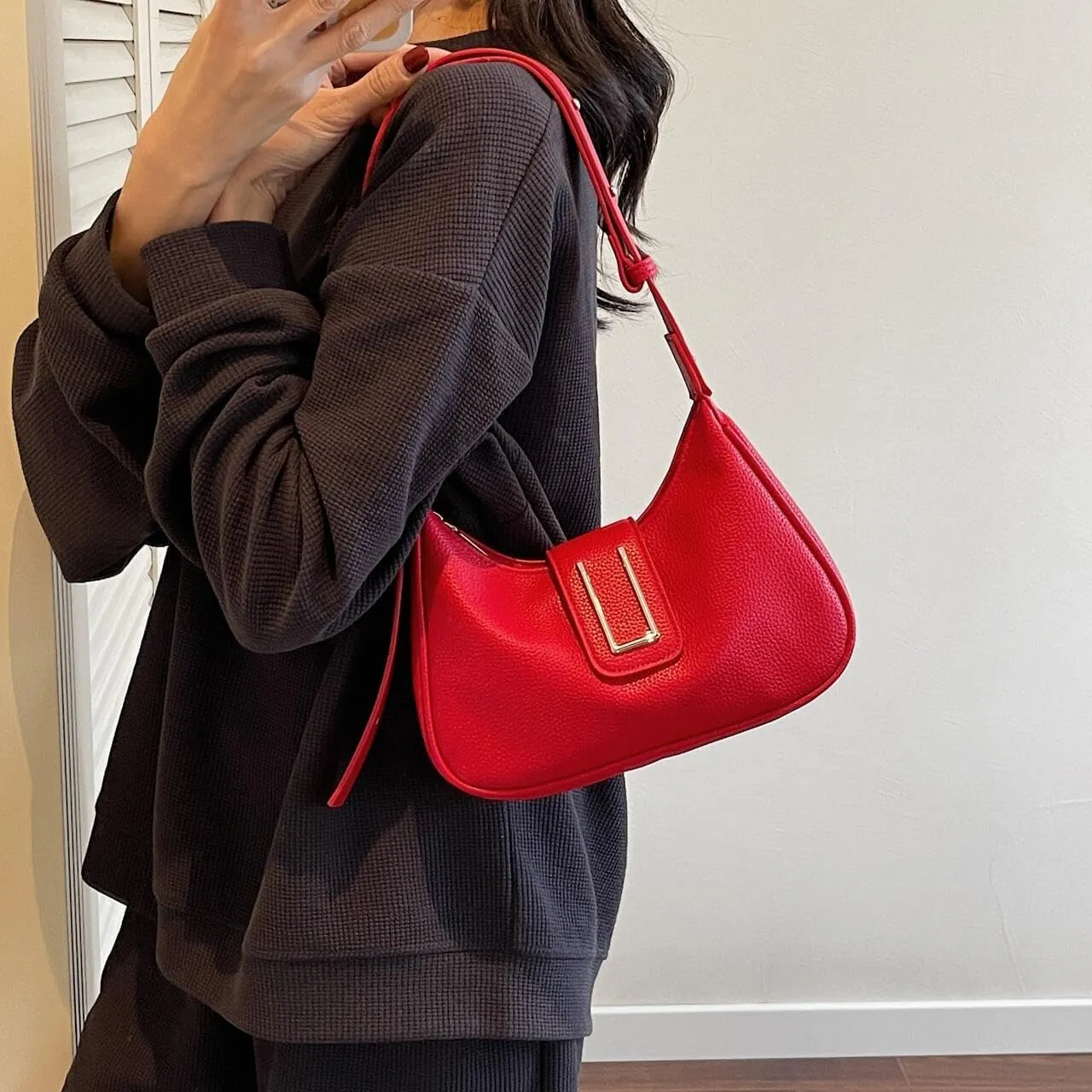 Trendy Shoulder Crossbody Hobo Bag for women Handbags,Lichee Pattern Cute Purse with Adjustable Strap