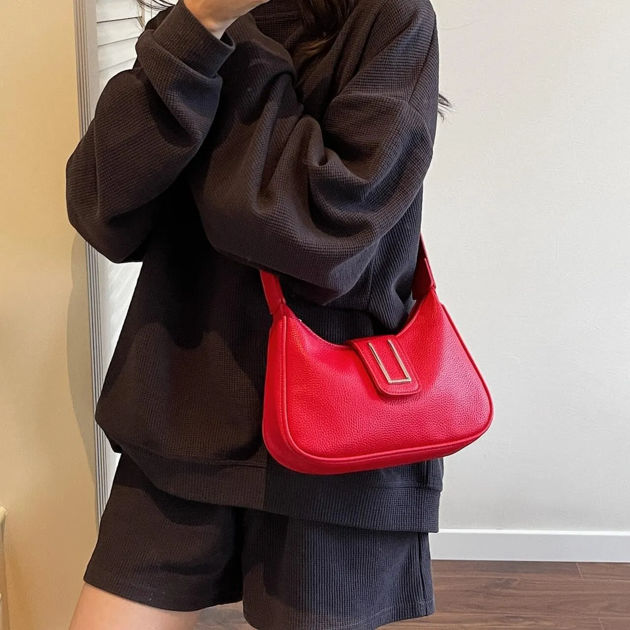 Trendy Shoulder Crossbody Hobo Bag for women Handbags,Lichee Pattern Cute Purse with Adjustable Strap