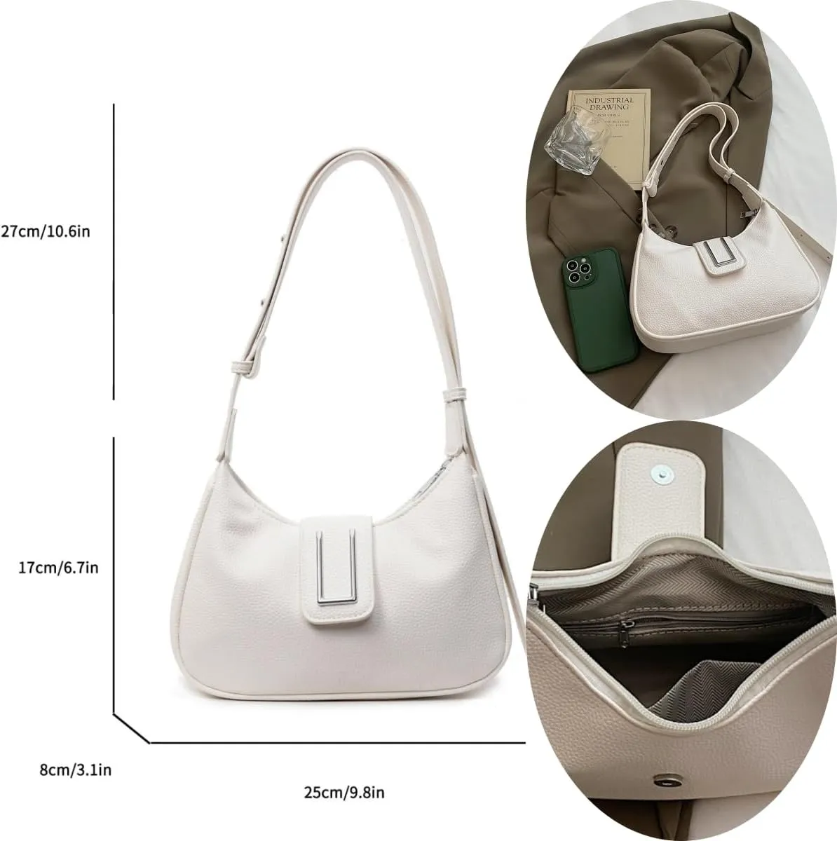 Trendy Shoulder Crossbody Hobo Bag for women Handbags,Lichee Pattern Cute Purse with Adjustable Strap