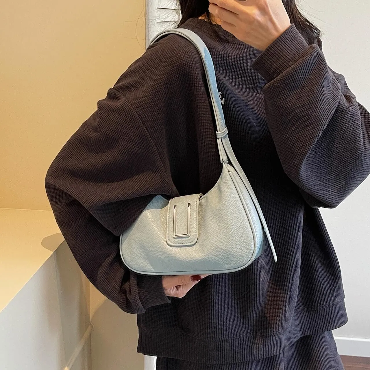 Trendy Shoulder Crossbody Hobo Bag for women Handbags,Lichee Pattern Cute Purse with Adjustable Strap