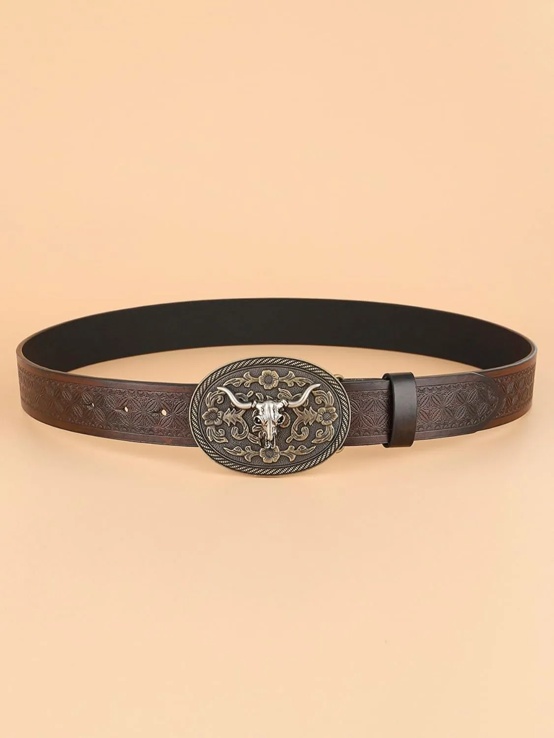 Verdusa Women's Vintage Western Leather Buckle Belt