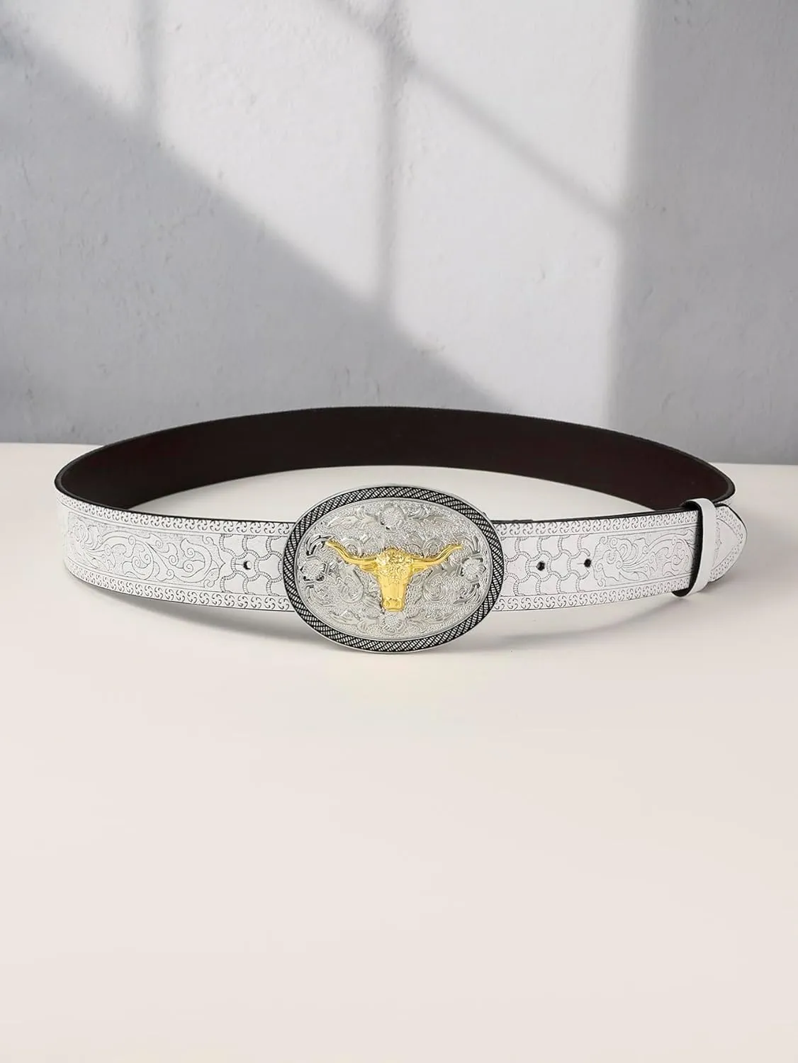 Verdusa Women's Vintage Western Leather Buckle Belt