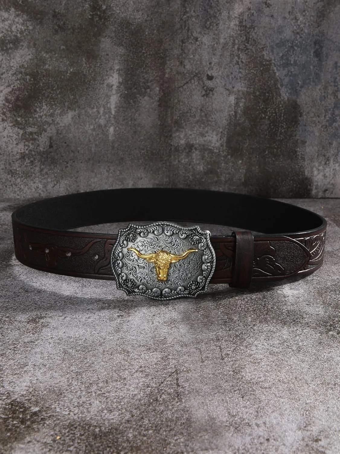 Verdusa Women's Vintage Western Leather Buckle Belt