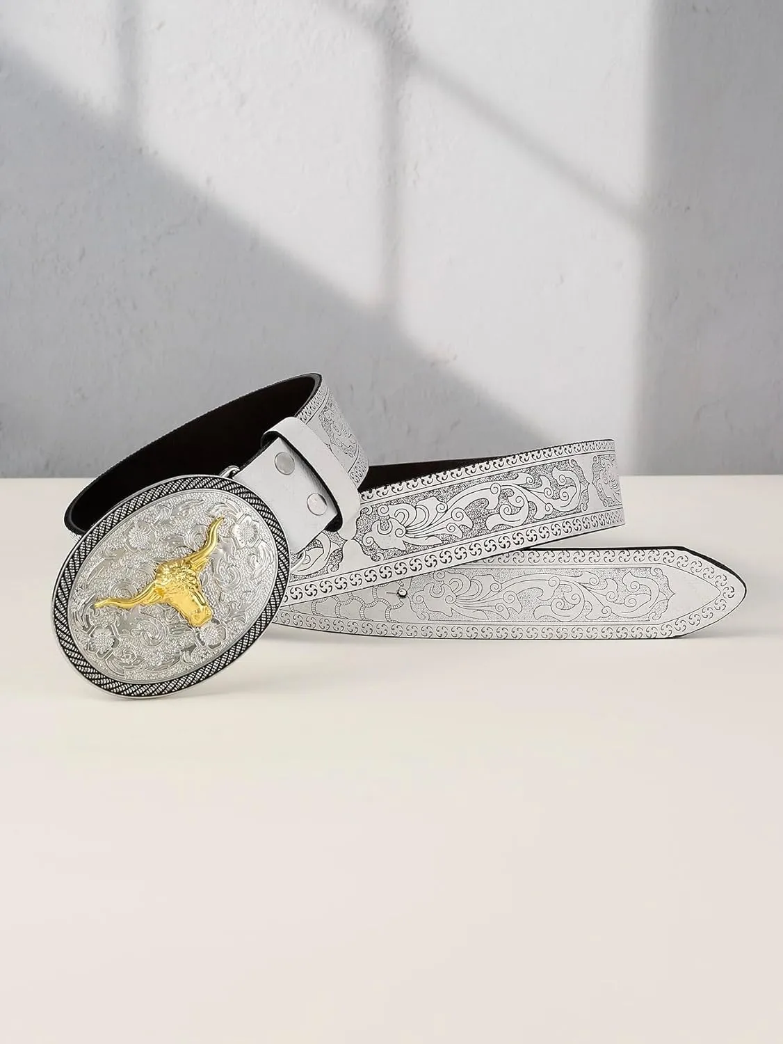 Verdusa Women's Vintage Western Leather Buckle Belt