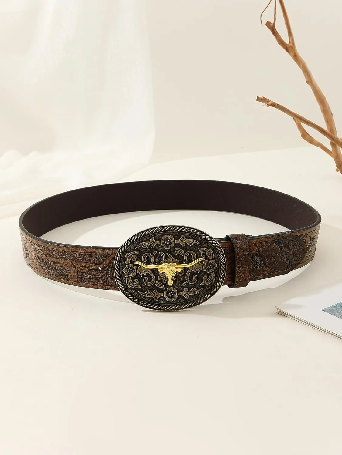 Verdusa Women's Vintage Western Leather Buckle Belt