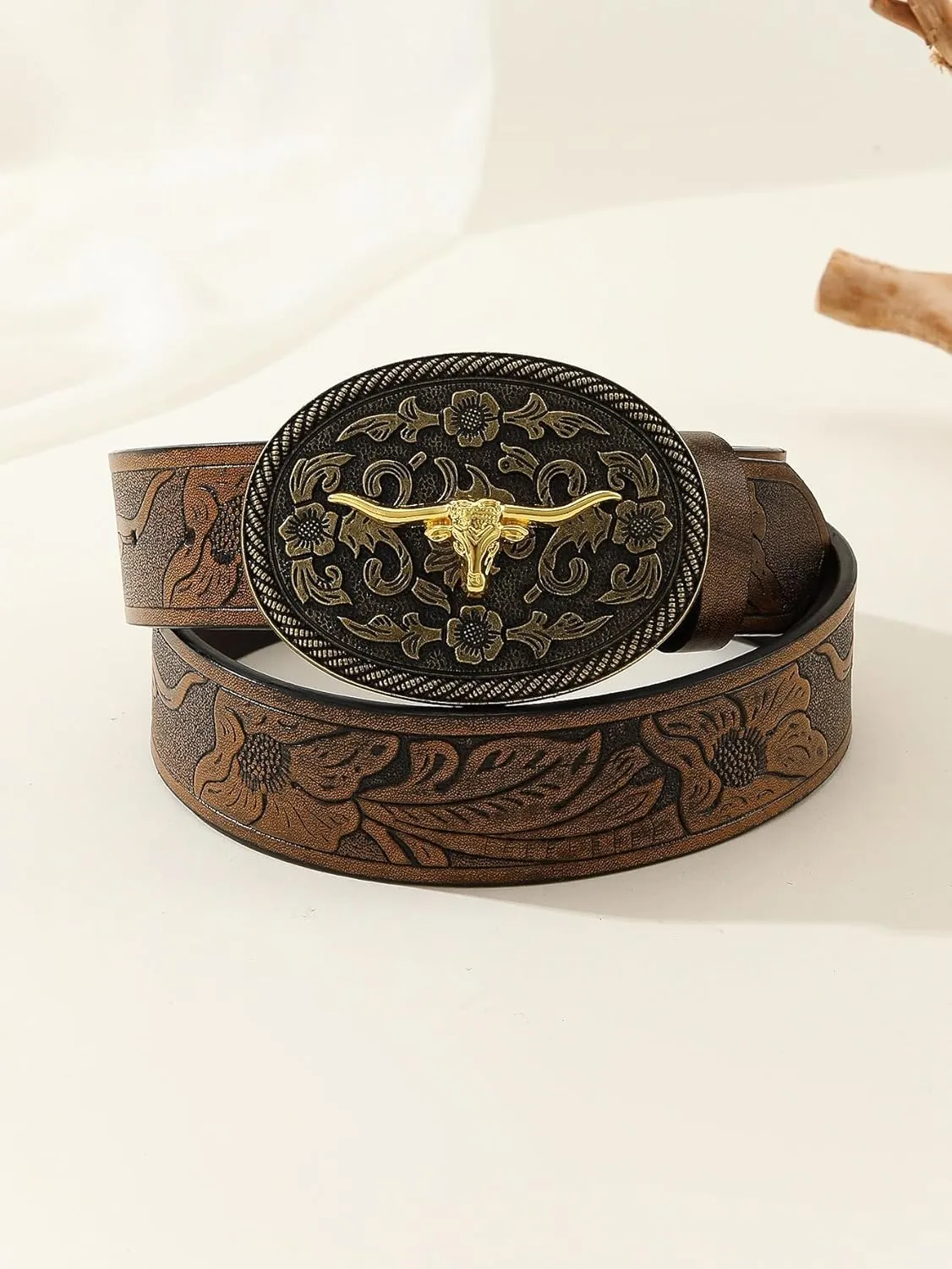 Verdusa Women's Vintage Western Leather Buckle Belt