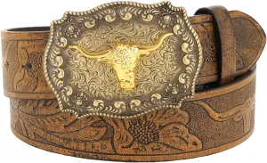 Verdusa Women's Vintage Western Leather Buckle Belt