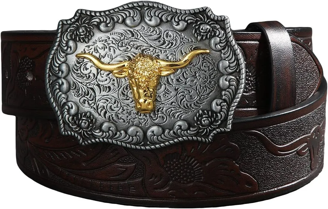 Verdusa Women's Vintage Western Leather Buckle Belt