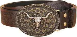 Verdusa Women's Vintage Western Leather Buckle Belt
