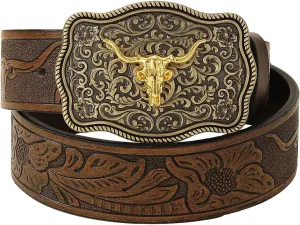 Verdusa Women's Vintage Western Leather Buckle Belt