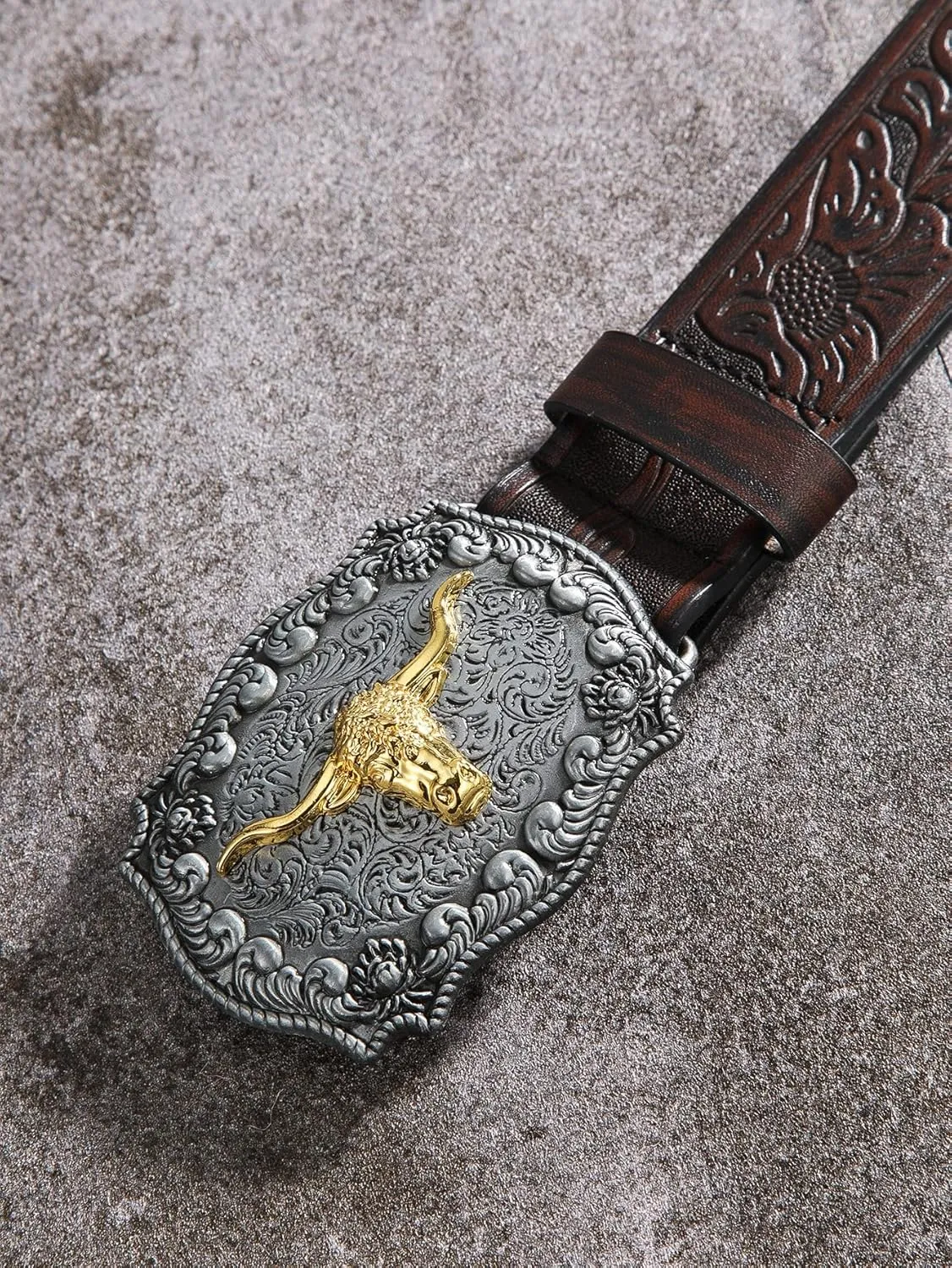 Verdusa Women's Vintage Western Leather Buckle Belt