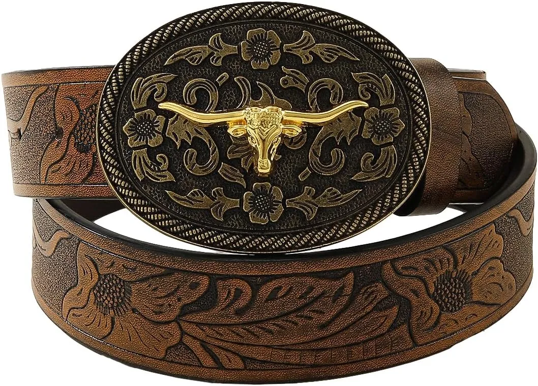 Verdusa Women's Vintage Western Leather Buckle Belt