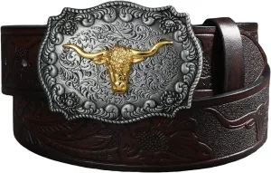 Verdusa Women's Vintage Western Leather Buckle Belt