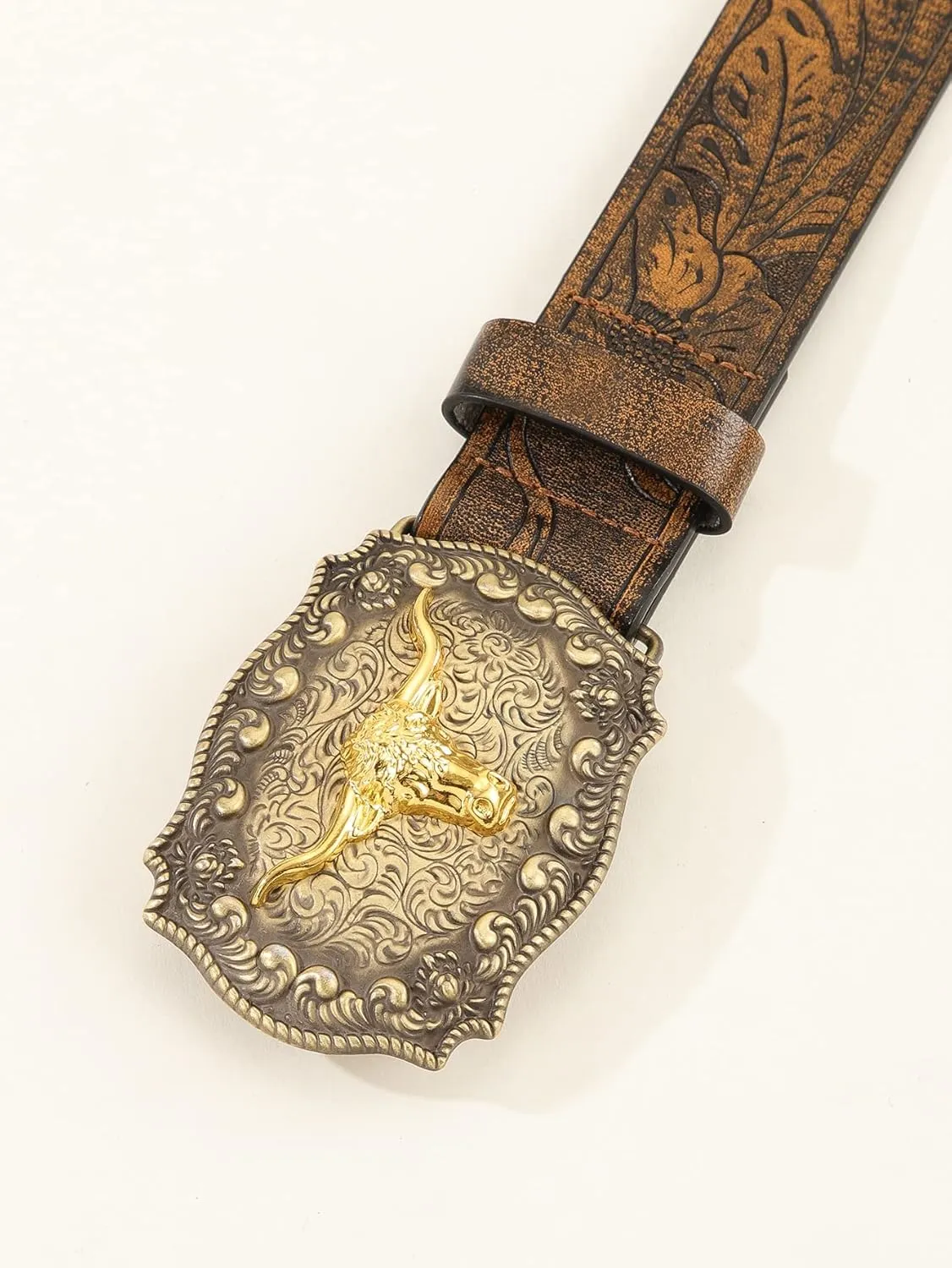 Verdusa Women's Vintage Western Leather Buckle Belt