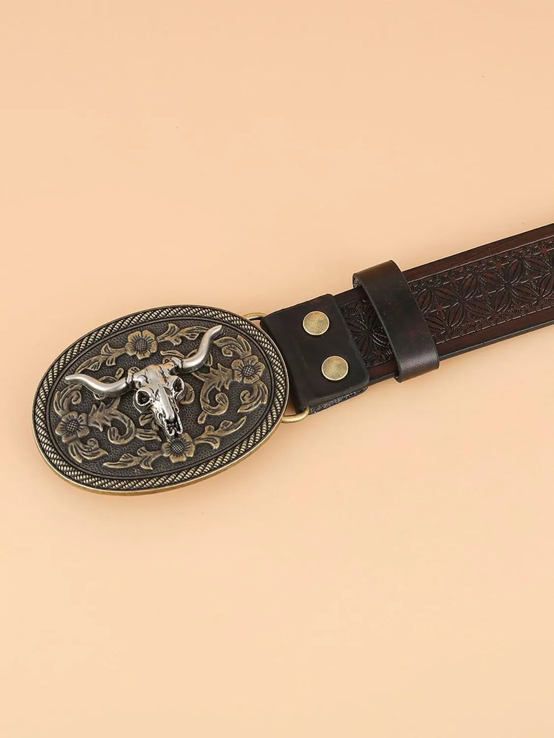 Verdusa Women's Vintage Western Leather Buckle Belt