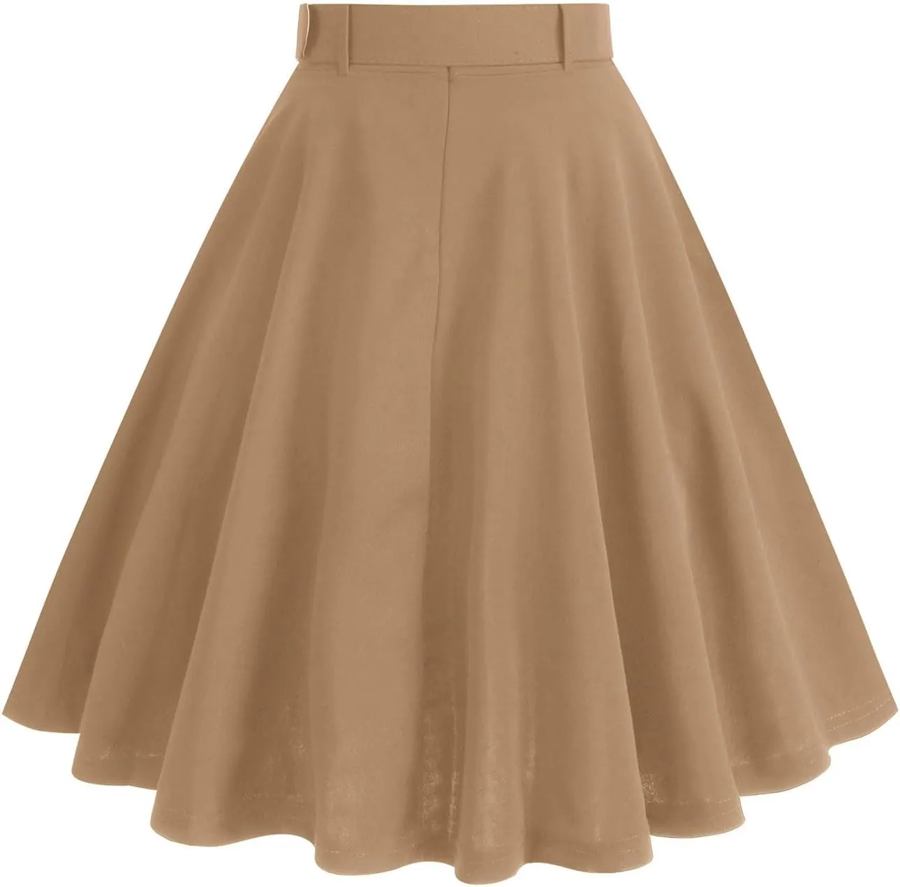 Vintage Button Down Ruffle Midi Skirt for Women High Waist Pleated Knee Length Skirt Casual Business A Line Skirts