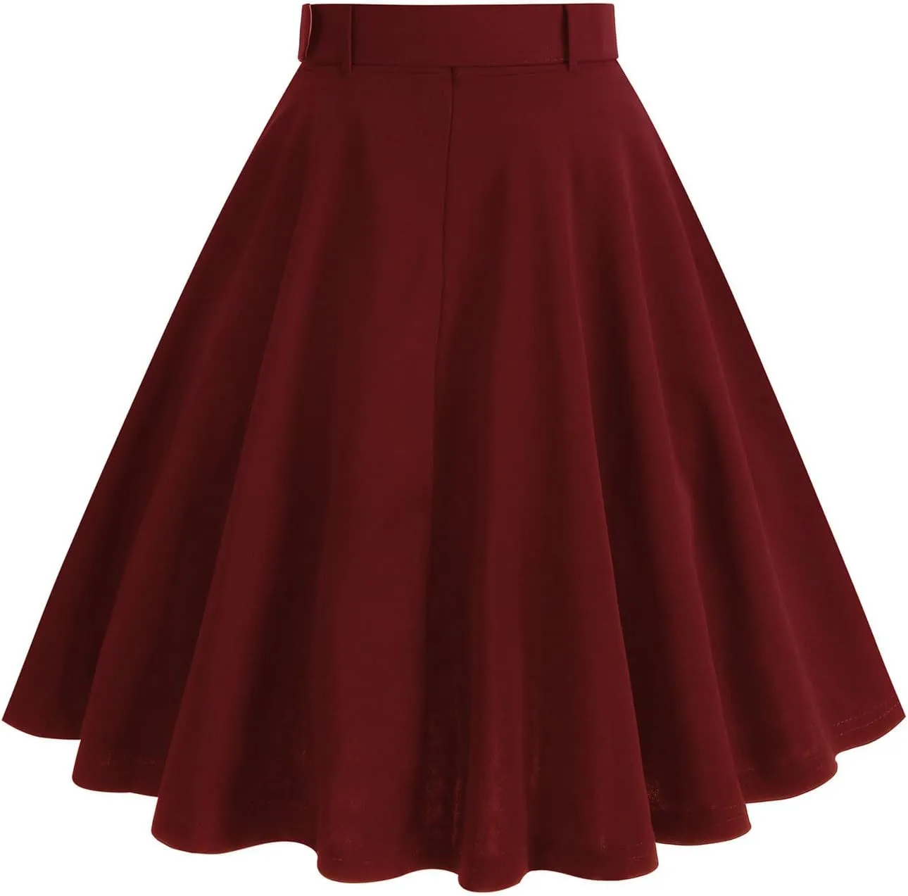 Vintage Button Down Ruffle Midi Skirt for Women High Waist Pleated Knee Length Skirt Casual Business A Line Skirts