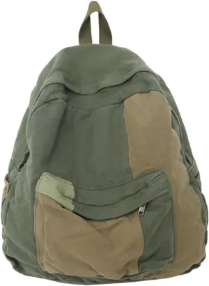 Vintage Canvas Backpack for Women Men Grunge Hippie Boho Patchwork Backpack College Book Bag Travel Casual Daypack (One Size,Green)