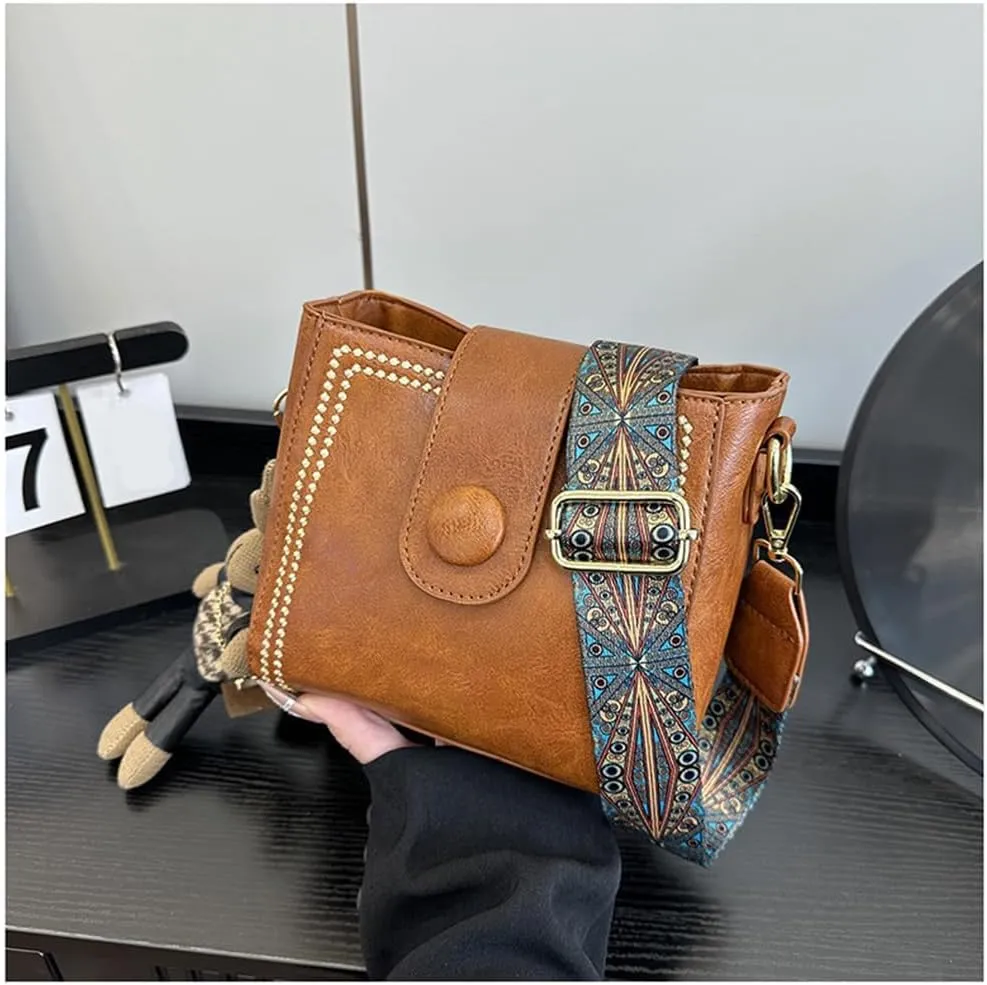 Vintage Fashion Bag, Women's Fashion Bunny Charm Bucket, Adjustable Wider Shoulder Strap